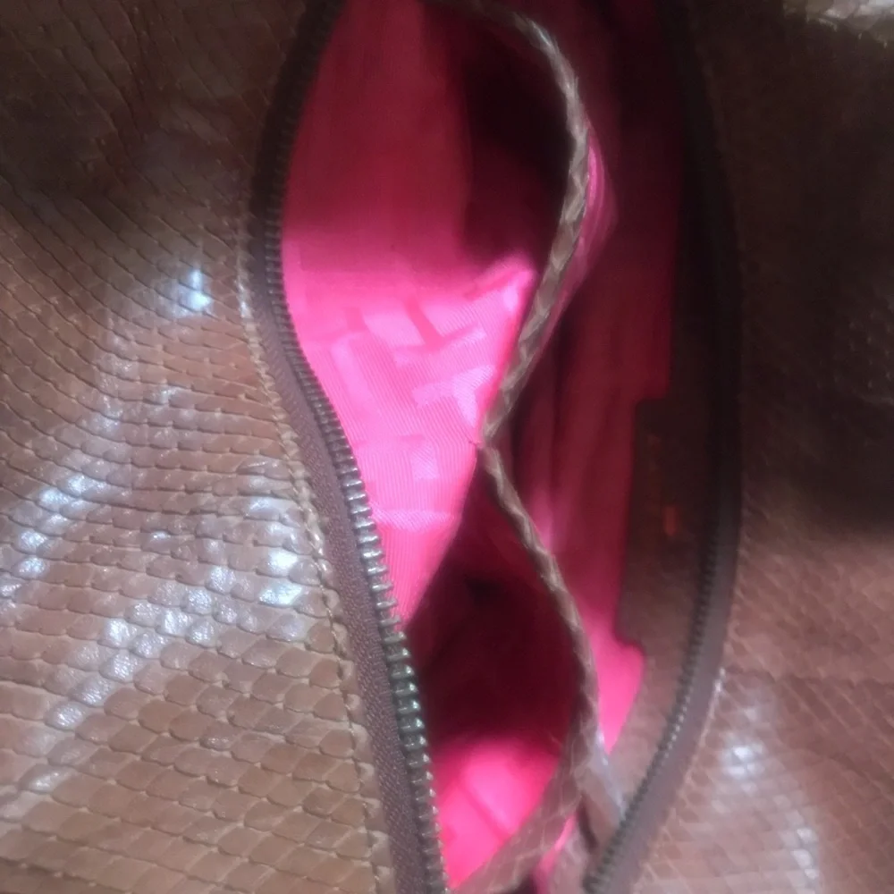 ELAINE TURNER snakeskin brown purse
